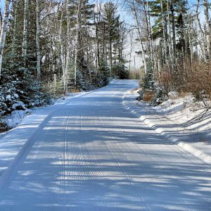 Road leading to Campground Loop Trail in the winter